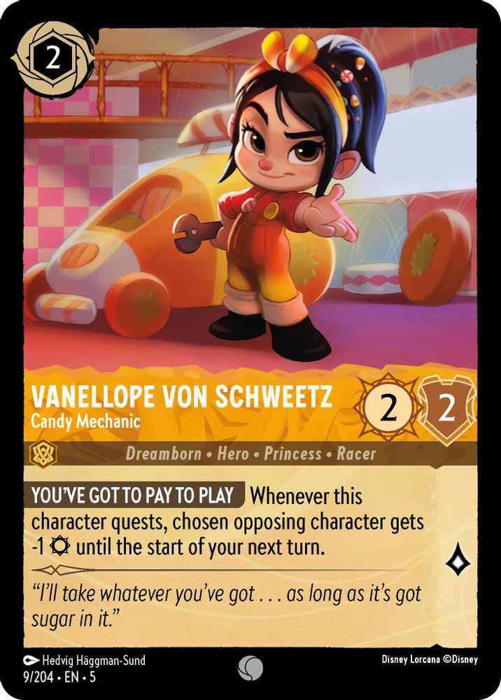 Vanellope von Schweetz - Candy Mechanic 9/204 Common Shimmering Skies Lorcana NM