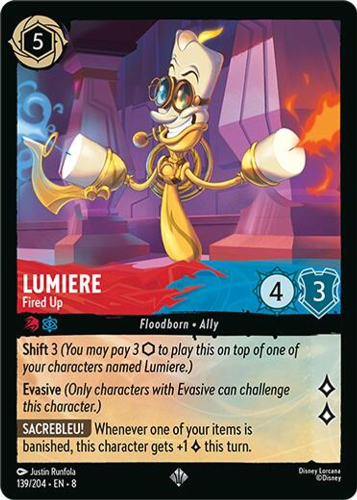 Lumiere - Fired Up 139/204 Super Rare Reign of Jafar Lorcana Near Mint