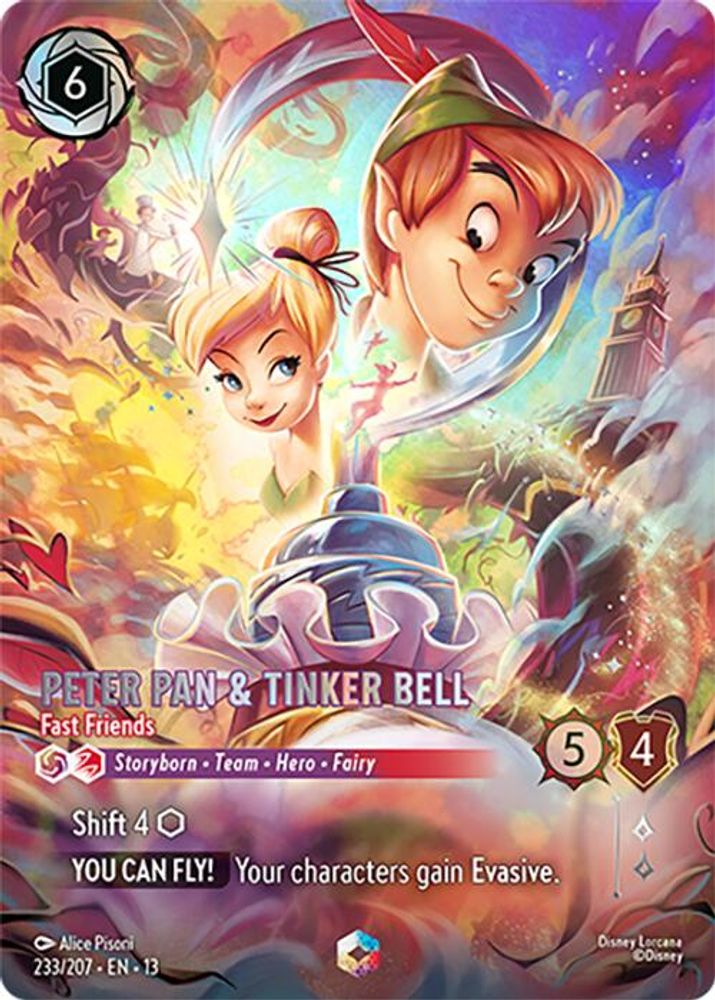 Peter Pan & Tinker Bell - Fast Friends (Enchanted) 233/204 Lorcana Holo NM