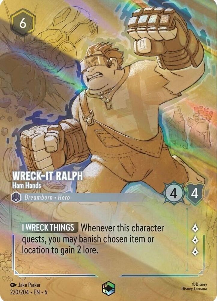 Wreck-It Ralph - Ham Hands (Enchanted) 220/204 Azurite Sea Lorcana Holo NM