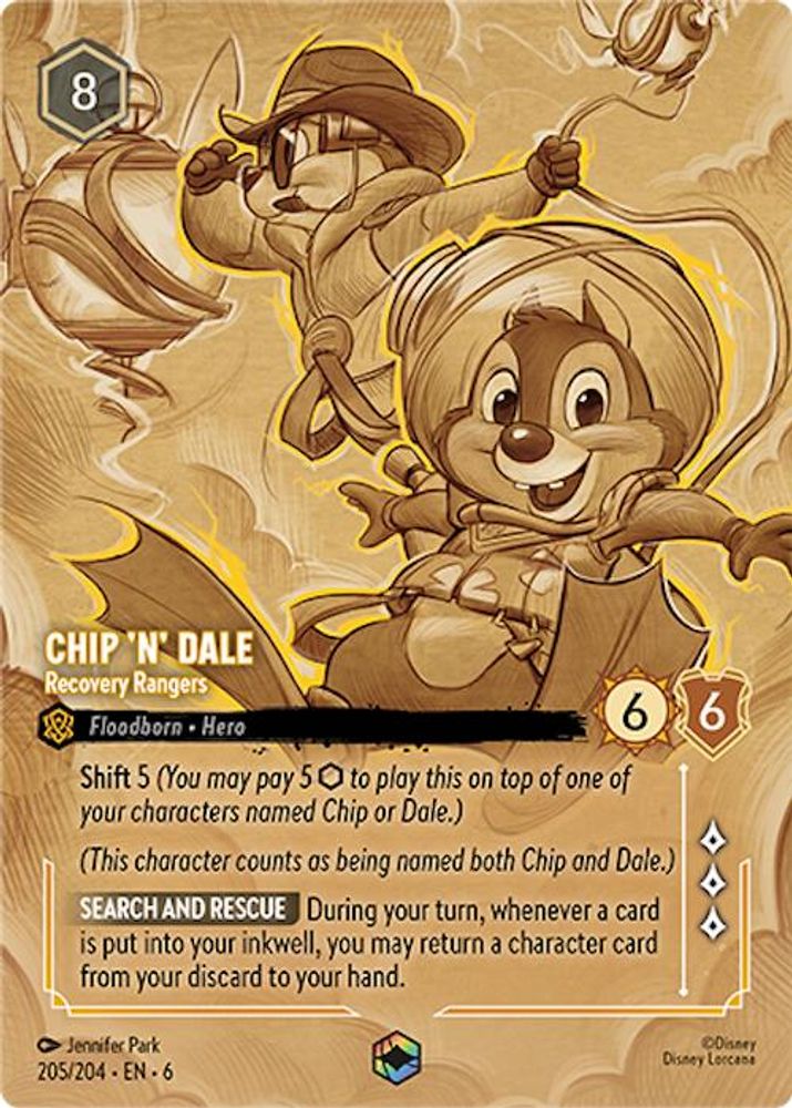 Chip 'n' Dale - Recovery Rangers (Enchanted) 205/204 Azurite Sea Lorcana Holo NM