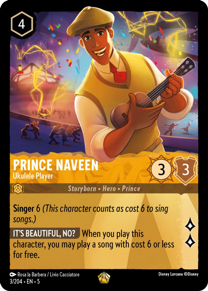 Prince Naveen - Ukulele Player 3/204 Legendary Shimmering Skies Lorcana NM