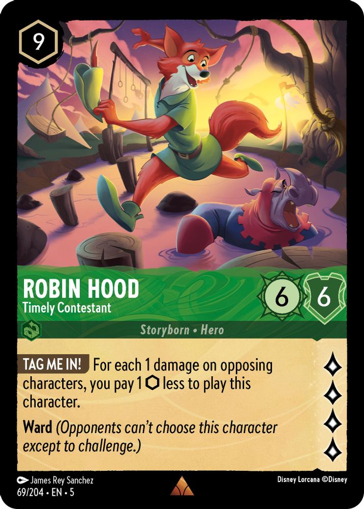 Robin Hood - Timely Contestant 69/204 Rare Shimmering Skies Lorcana Near Mint