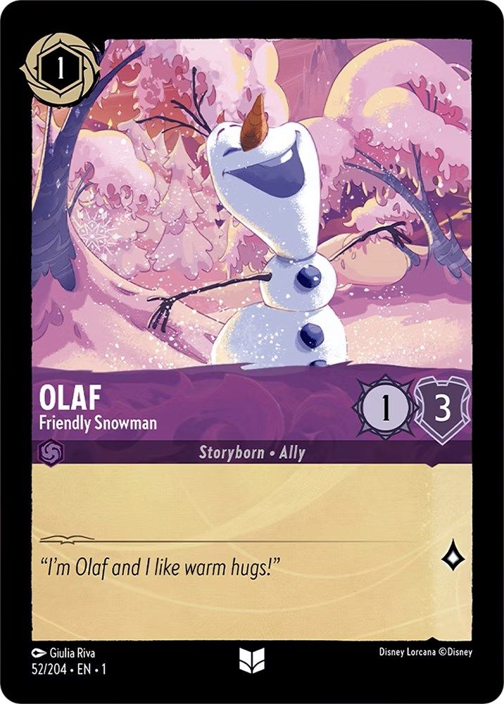 Olaf - Friendly Snowman 52/204 Uncommon The First Chapter Lorcana Near Mint