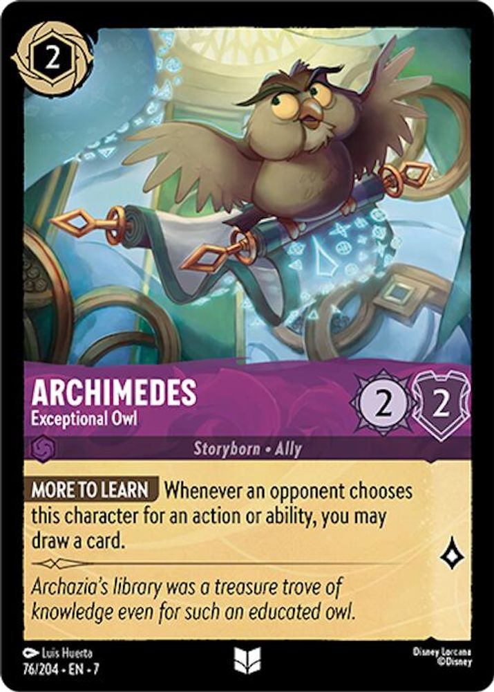 Archimedes - Exceptional Owl 76/204 Uncommon Archazia's Island Lorcana Near Mint