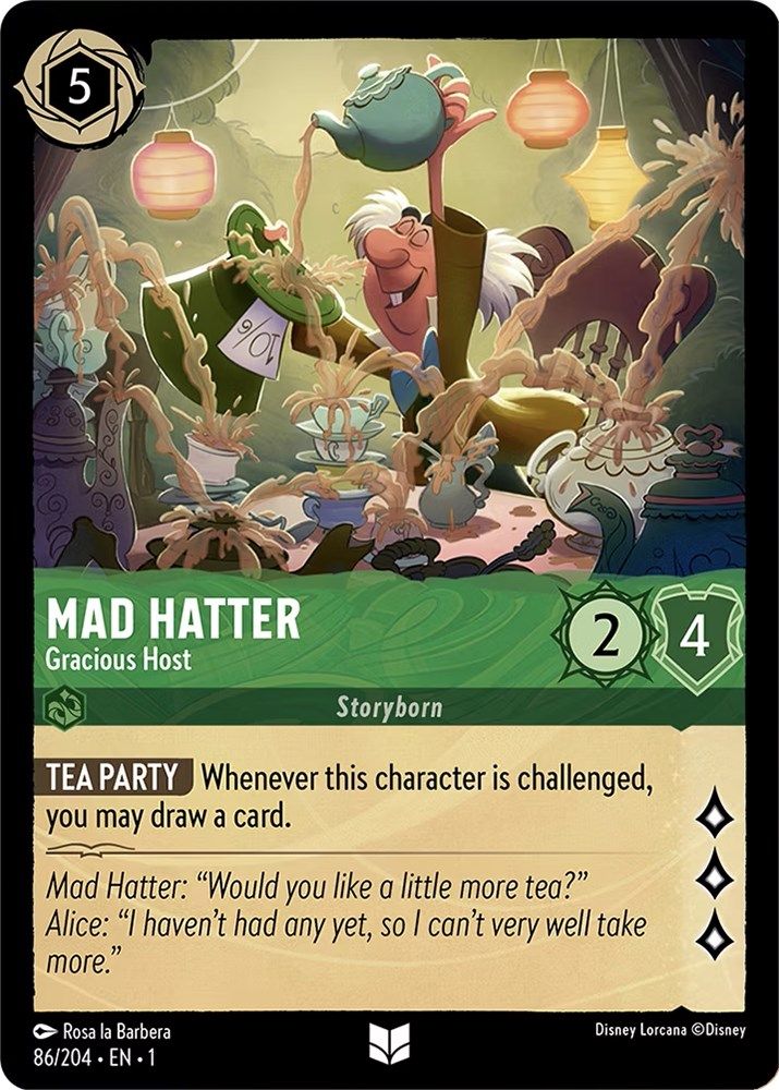 Mad Hatter - Gracious Host 86/204 Uncommon The First Chapter Lorcana Near Mint