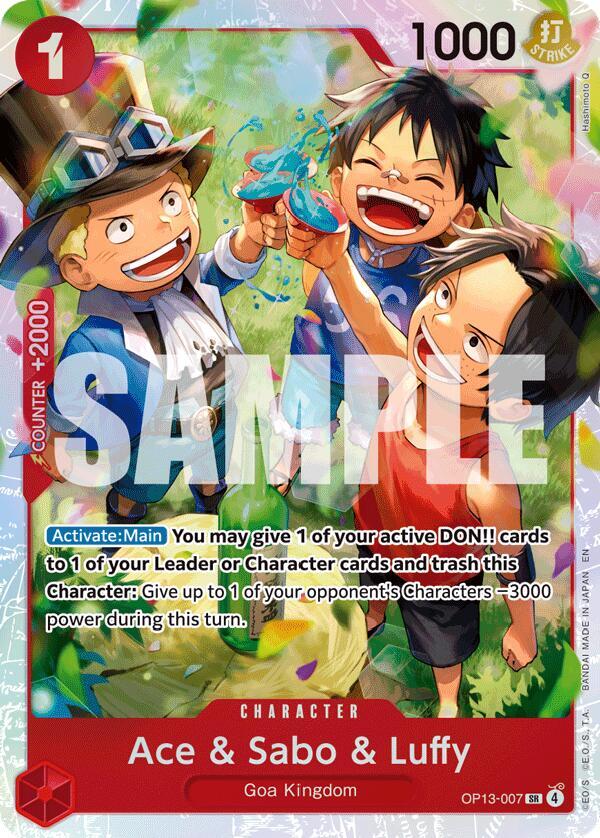 Ace & Sabo & Luffy OP13-007 Super Rare Carrying On His Will One Piece Foil NM