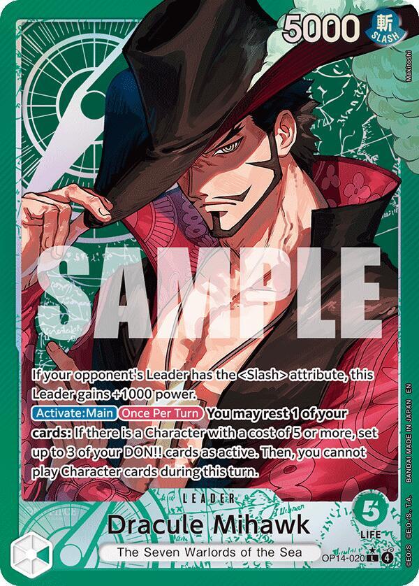 Dracule Mihawk (Alternate Art) OP14-020 The Azure Sea's Seven One Piece Foil NM