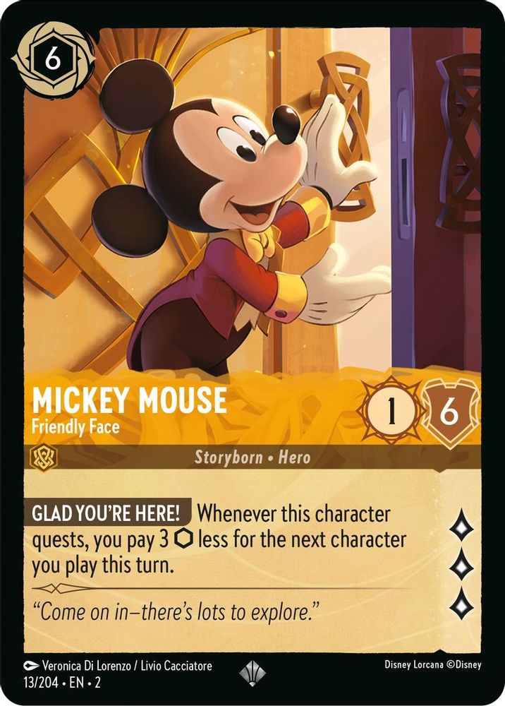 Mickey Mouse - Friendly Face 13/204 Super Rare Rise of the Floodborn Lorcana NM