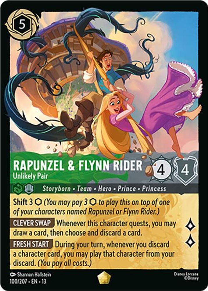 Rapunzel & Flynn Rider - Unlikely Pair 100/204 Attack of the Vine! Lorcana NM