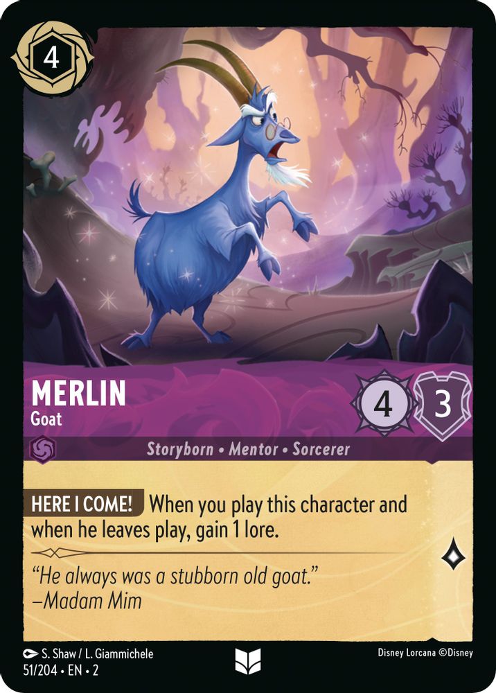 Merlin - Goat 51/204 Uncommon Rise of the Floodborn Lorcana Near Mint