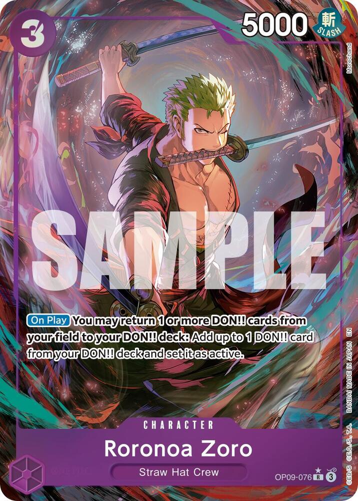 Roronoa Zoro (Alternate Art) OP09-076 Premium Booster -The Best- Vol. 2 One Piece Foil NM