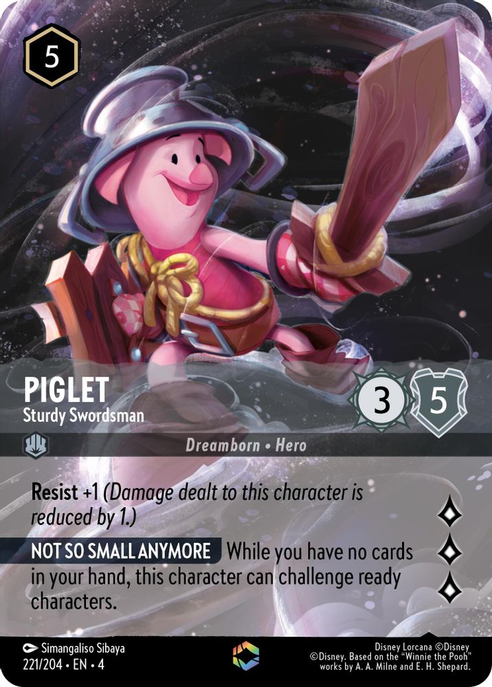 Piglet - Sturdy Swordsman (Enchanted) 221/204 Ursula's Return Lorcana Holo NM