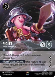 Piglet - Sturdy Swordsman (Enchanted) 221/204 Ursula's Return Lorcana Holo NM
