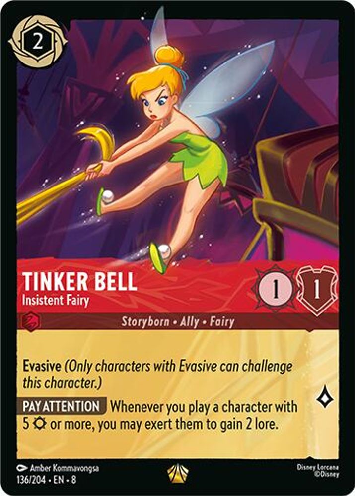 Tinker Bell - Insistent Fairy 136/204 Legendary Reign of Jafar Lorcana Near Mint