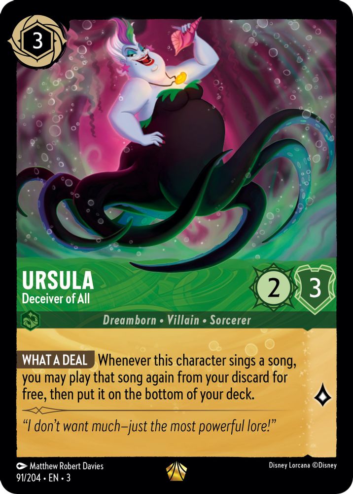 Ursula - Deceiver of All 91/204 Legendary Into the Inklands Lorcana Near Mint