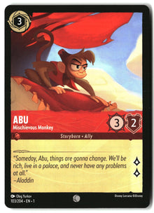 Abu - Mischievous Monkey 103/204 Common The First Chapter Lorcana Lightly Played