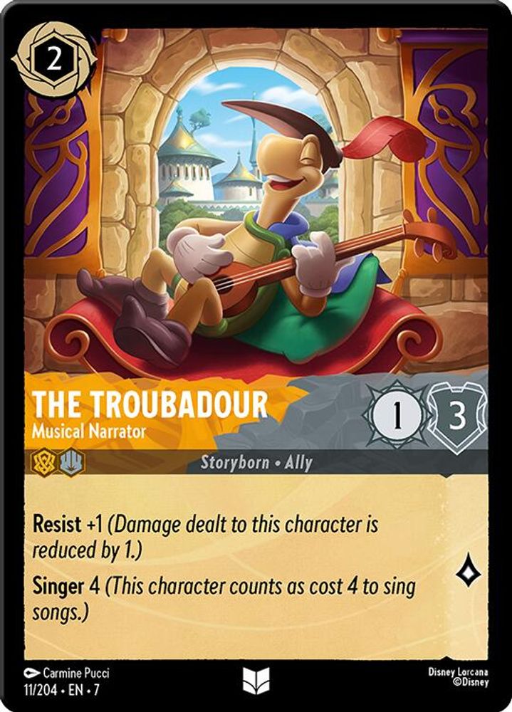 The Troubadour - Musical Narrator 11/204 Uncommon Archazia's Island Lorcana NM