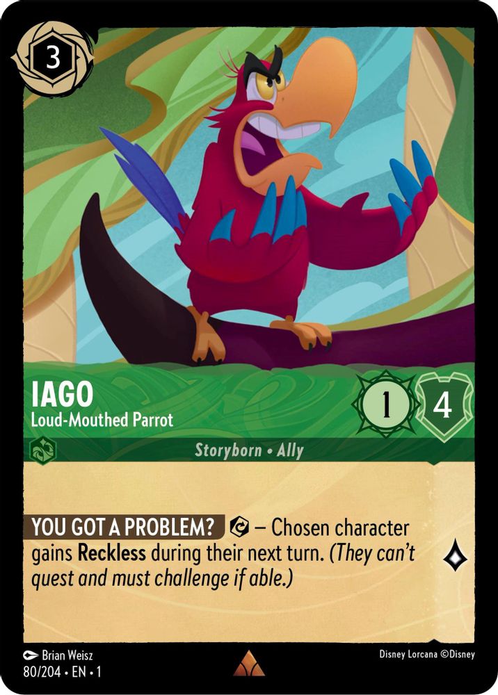 Iago - Loud-Mouthed Parrot 80/204 Rare The First Chapter Lorcana Near Mint