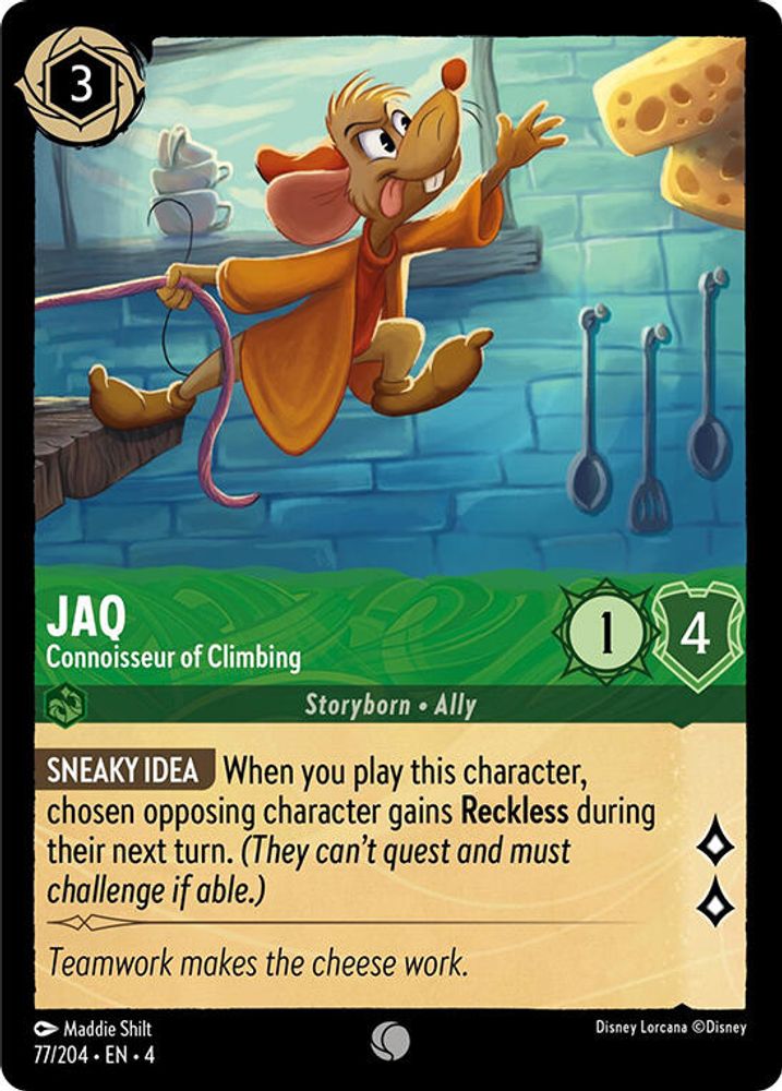 Jaq - Connoisseur of Climbing 77/204 Common Ursula's Return Lorcana Near Mint