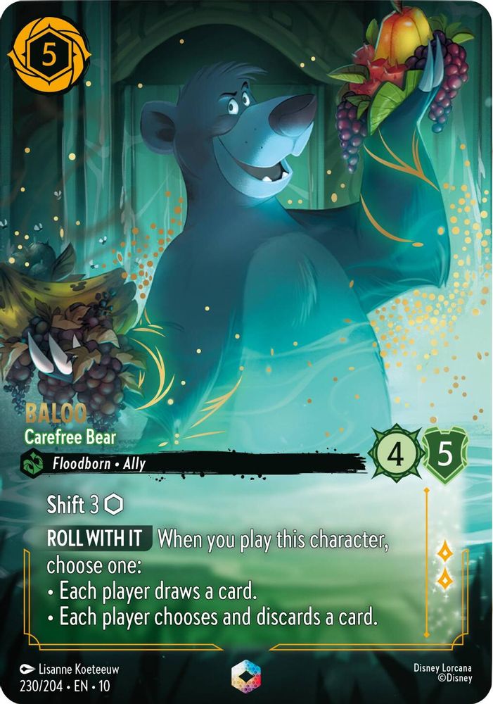 Baloo - Carefree Bear (Enchanted) 230/204 Whispers in the Well Lorcana Holo NM