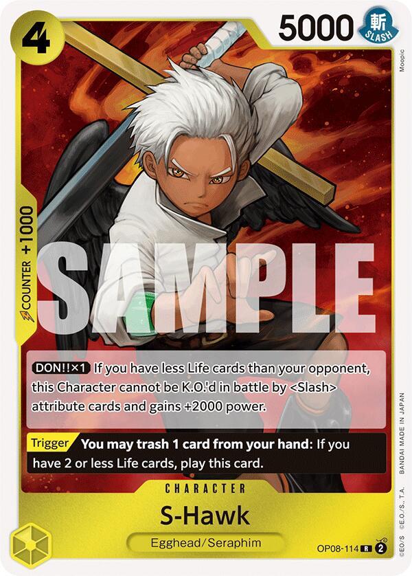 S-Hawk OP08-114 Rare Two Legends One Piece Foil Near Mint