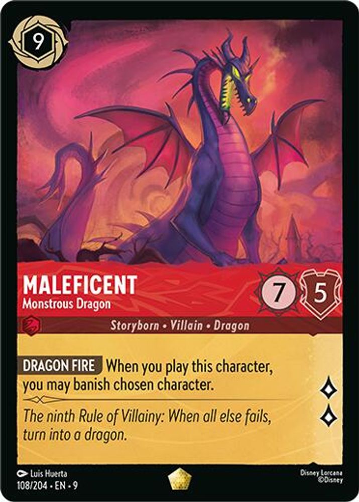 Maleficent - Monstrous Dragon 108/204 Legendary Fabled Lorcana Near Mint