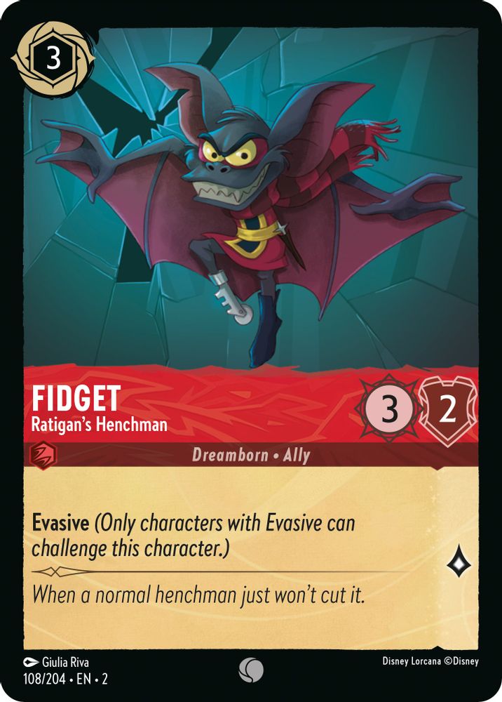 Fidget - Ratigan's Henchman 108/204 Common Rise of the Floodborn Lorcana NM