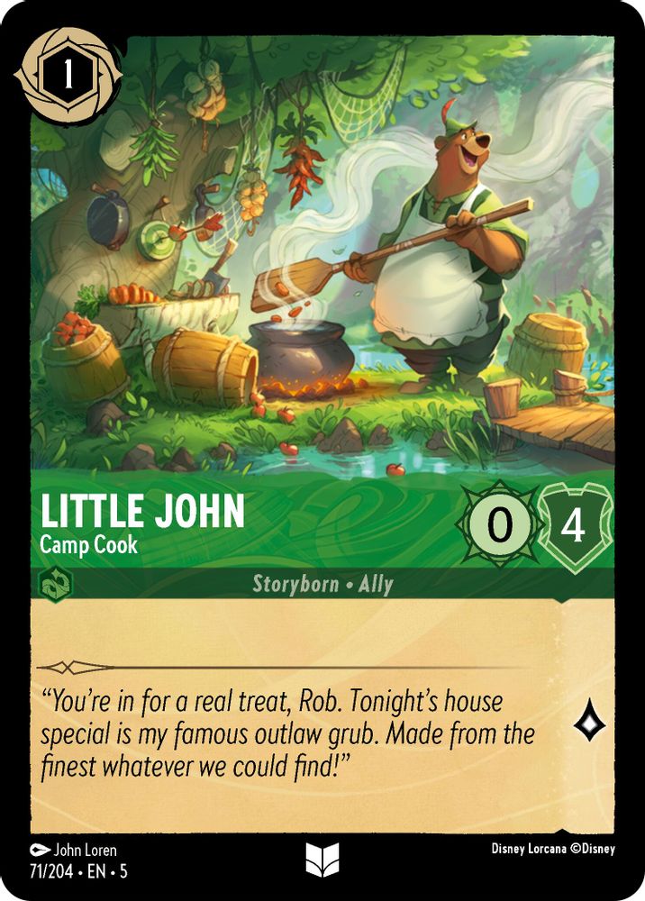 Little John - Camp Cook 71/204 Uncommon Shimmering Skies Lorcana Near Mint