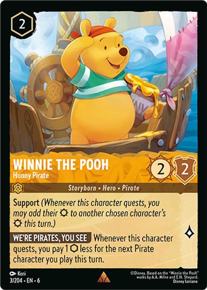 Winnie the Pooh - Hunny Pirate 3/204 Rare Azurite Sea Lorcana Near Mint