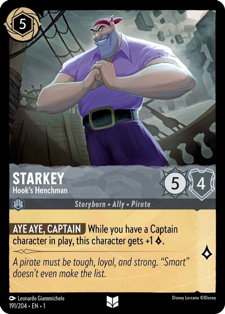 Starkey - Hook's Henchman 191/204 Uncommon The First Chapter Lorcana Near Mint
