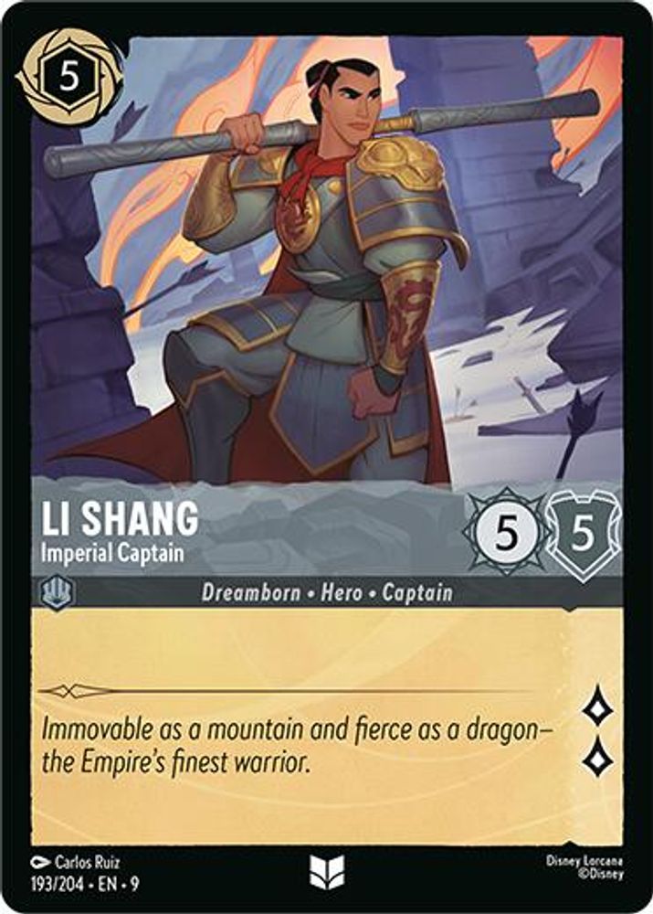 Li Shang - Imperial Captain 193/204 Uncommon Fabled Lorcana Near Mint