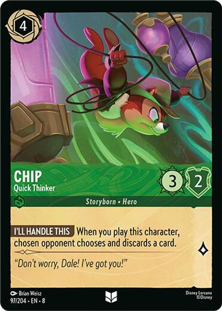 Chip - Quick Thinker 97/204 Uncommon Reign of Jafar Lorcana Near Mint
