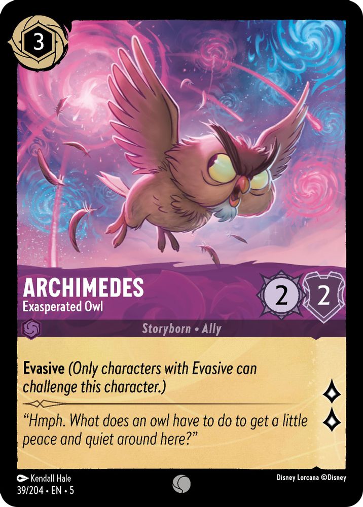Archimedes - Exasperated Owl 39/204 Common Shimmering Skies Lorcana Near Mint