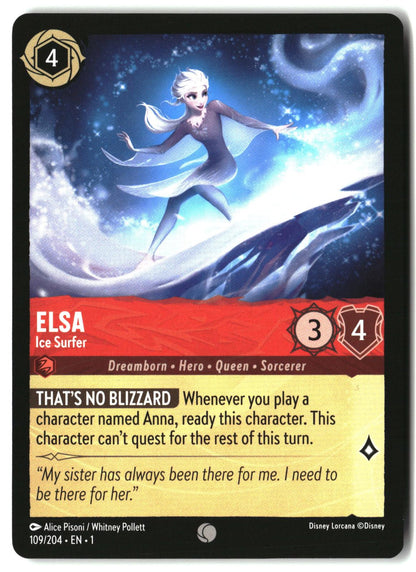 Elsa - Ice Surfer 109/204 Common The First Chapter Lorcana Lightly Played