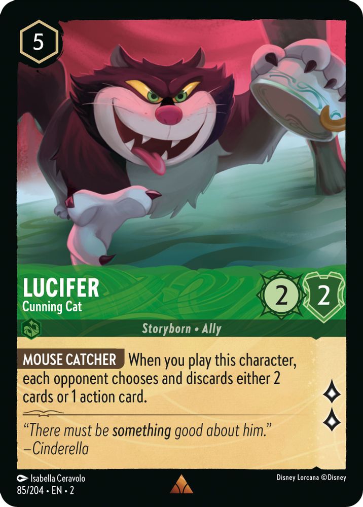 Lucifer - Cunning Cat 85/204 Rare Rise of the Floodborn Lorcana Near Mint