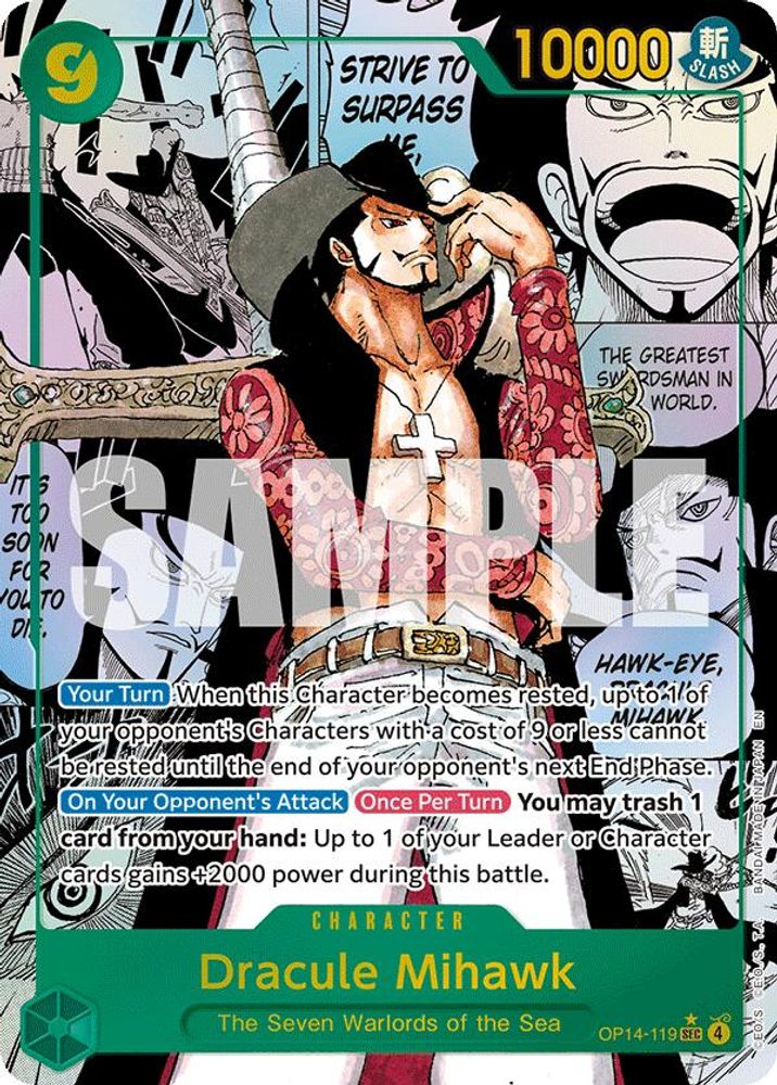 Dracule Mihawk (Manga) OP14-119 The Azure Sea's Seven One Piece Foil NM