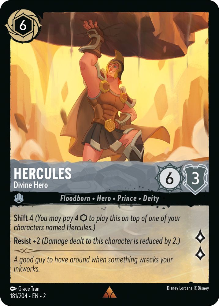 Hercules - Divine Hero 181/204 Rare Rise of the Floodborn Lorcana Near Mint