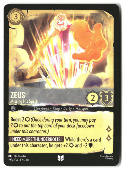 Zeus - Missing His Spark 193/204 Uncommon Whispers in the Well Lorcana LP