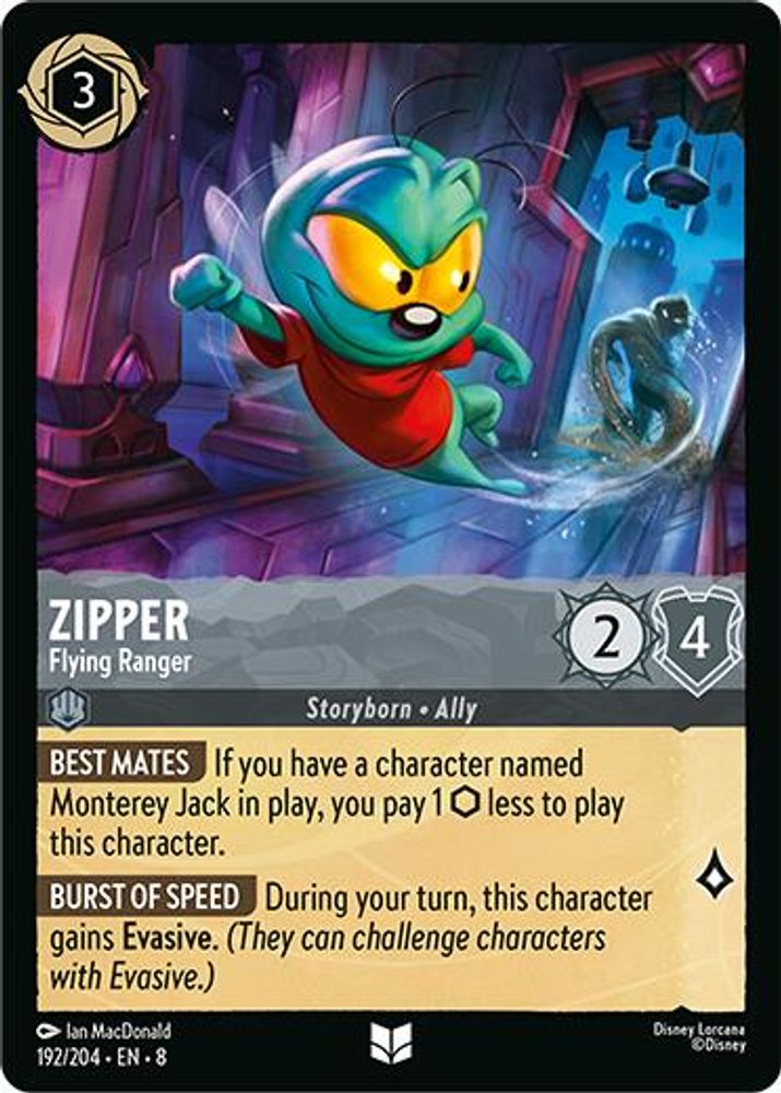 Zipper - Flying Ranger 192/204 Uncommon Reign of Jafar Lorcana Near Mint
