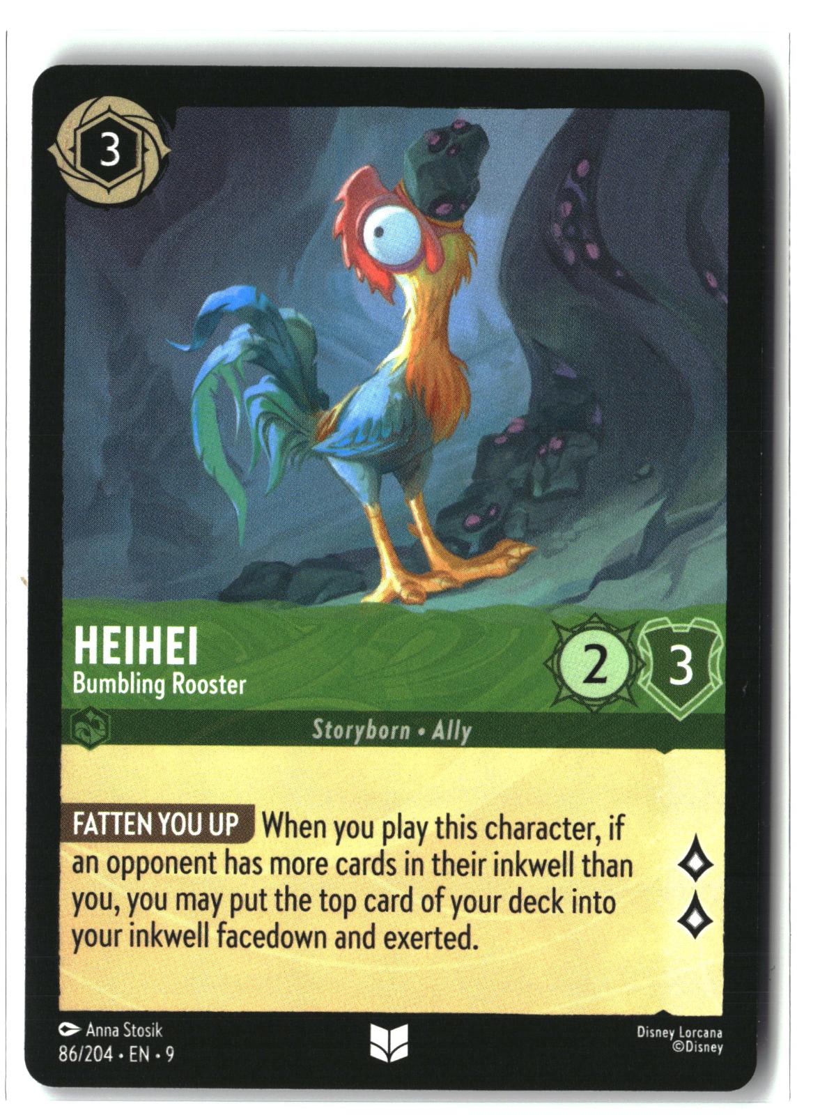 Heihei - Bumbling Rooster 86/204 Uncommon Fabled Lorcana Lightly Played