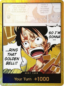 DON!! Card Monkey D. Luffy "Ring That Golden Bell!!" (Luffy) (Gold) Adventure on Kami's Island One Piece Foil NM