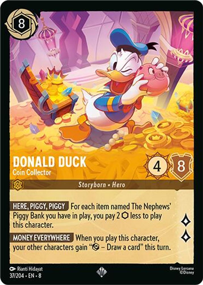 Donald Duck - Coin Collector 37/204 Super Rare Reign of Jafar Lorcana Near Mint