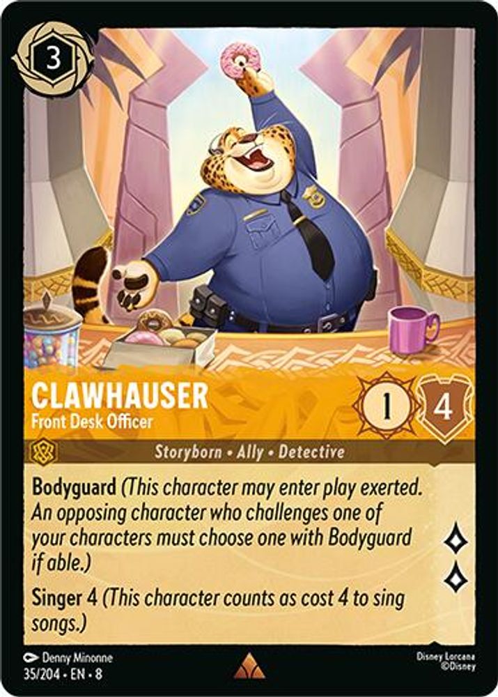 Clawhauser - Front Desk Officer 35/204 Rare Reign of Jafar Lorcana Near Mint