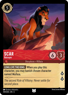 Scar - Betrayer 109/204 Uncommon Shimmering Skies Lorcana Near Mint