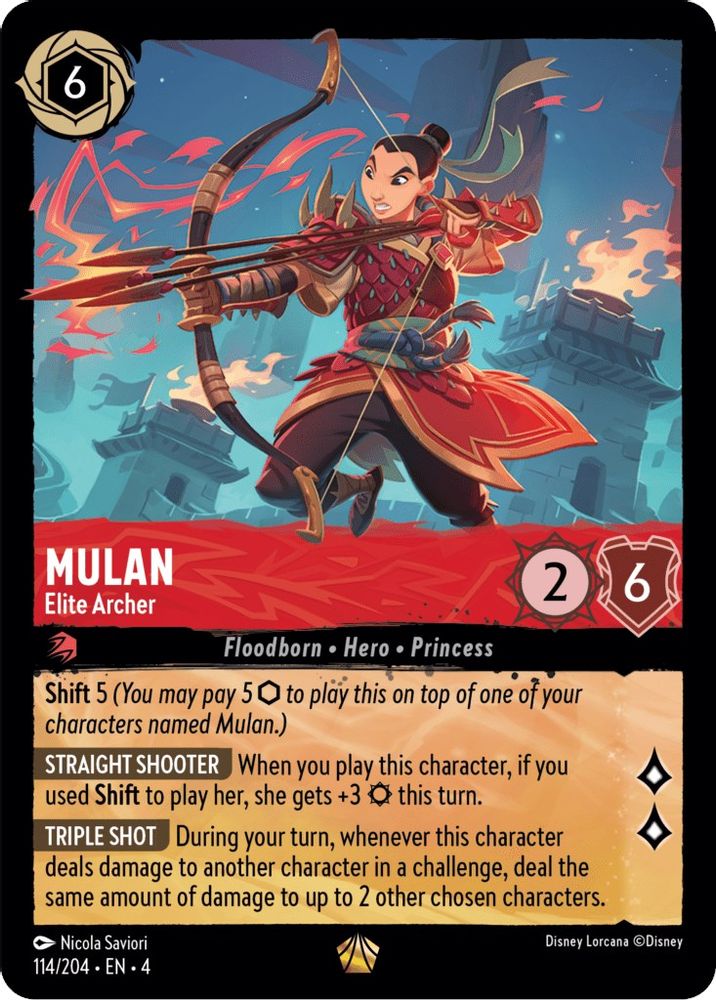 Mulan - Elite Archer 114/204 Legendary Ursula's Return Lorcana Near Mint
