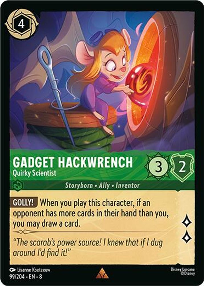 Gadget Hackwrench - Quirky Scientist 99/204 Rare Reign of Jafar Lorcana NM