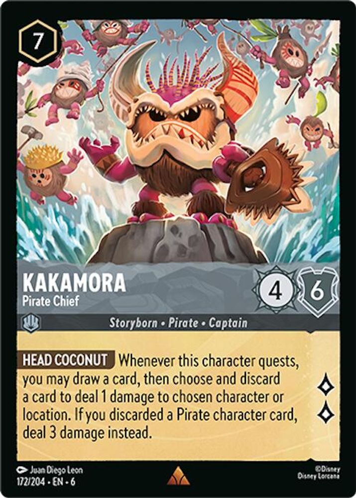 Kakamora - Pirate Chief 172/204 Rare Azurite Sea Lorcana Near Mint