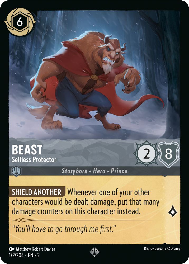 Beast - Selfless Protector 172/204 Super Rare Rise of the Floodborn Lorcana NM