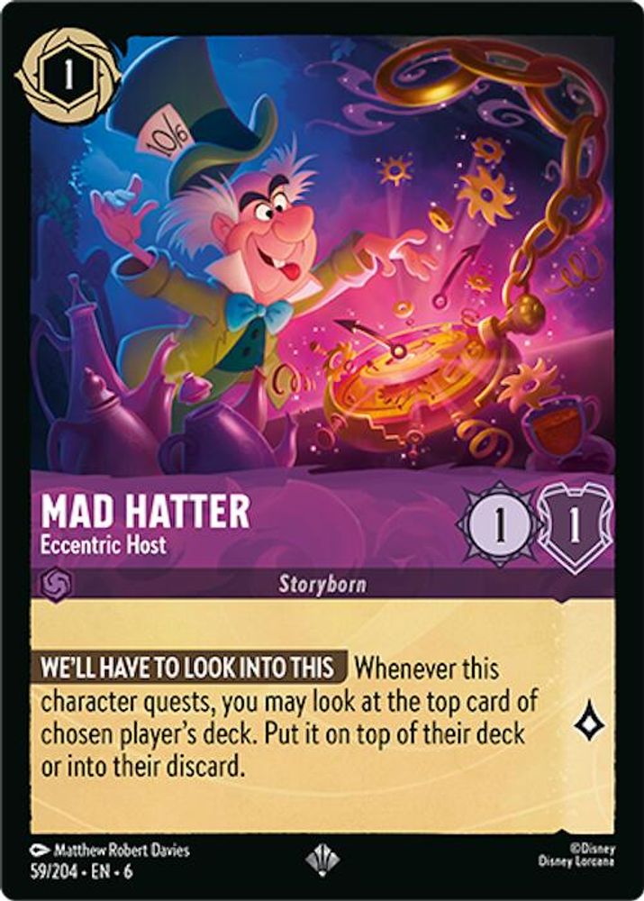 Mad Hatter - Eccentric Host 59/204 Super Rare Azurite Sea Lorcana Near Mint